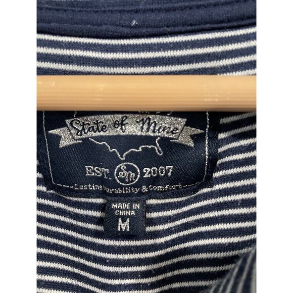 State of Mine Indiana Blue White Stripe Quarter Button Up Pullover Sweater Med - Picture 4 of 13